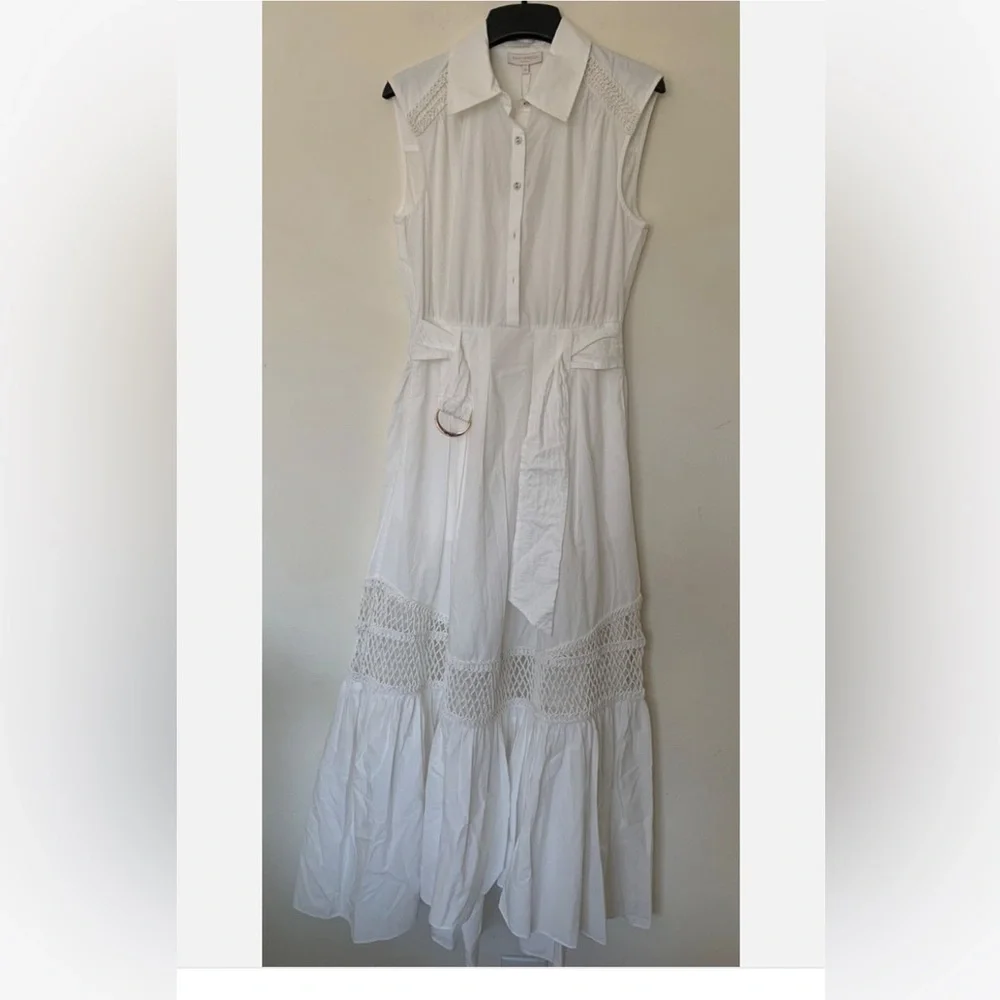 New Ramy Brook Celina Midi Shirtdress in White Size XS - Picture 4 of 12